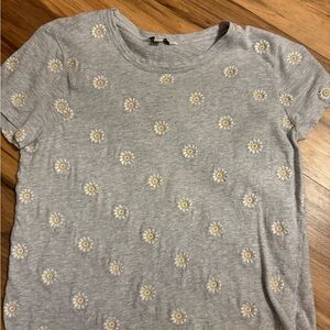 Gray Floral Embroidered Women's Top